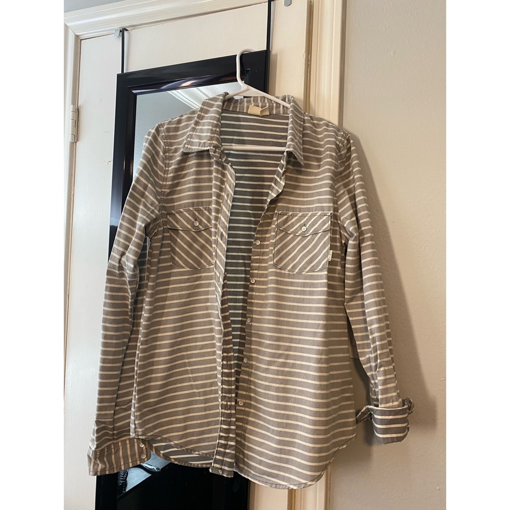 Roxy Button Down/ Long Sleeve/ Striped grey/white
